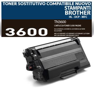 TN-3600 Cartuccia toner sostitutiva 3.000 pagine compatibile stampanti e multifune Brother Brother DCP HL MFC -L 5210 5510 5710 6210 6410 6710 DW DN DNT DNTT DWT