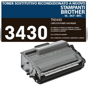 TN-3430 Cartuccia toner 3.000 pagine ricondizionato a nuovo stampanti Brother HL-L5000D HL-L5100DN HL-L5200DW HL-L6250DN HL-L6300DW HL-L6400DW DCP-L5500DN MFC-L5700DN MFC-L5750DW DCP-L6600DW MFC-L6800DW MFC-L6900DW