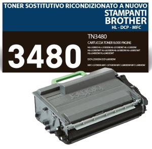 TN-3480 STAMPANTI BROTHER Cartuccia toner 8.000 pagine stampanti: Brother HL-L5000D HL-L5100DN HL-L5200DW HL-L6250DN HL-L6300DW HL-L6400DW DCP-L5500DN MFC-L5700DN MFC-L5750DW DCP-L6600DW MFC-L6800DW MFC-L6900DW