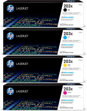 HP 203X SET 4 TONER CF540X CF541X CF542X CF543X K 3200 pagine C M Y 2500 pagine stampanti e multifunzione: HP Color LaserJet Pro MFP M280nw M281fdn fdw M254dw M254nw