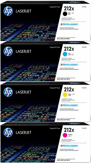 HP 212X SET 4 TONER W2120X W2121X W2122X W2123X K 13.000 pagine C M Y 10.000 pagine stampanti e multifunzione: HP Color LaserJet Enterprise M554dn M555dn M555x MFP M578dn MFP M578f Flow MFP M578c