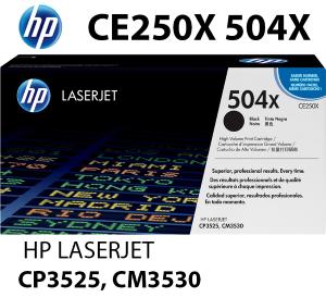 HP CE250X 504X Toner Nero 10500 pagine compatibile stampanti: HP Color LaserJet CP3525 n dn x CM3530 mfp cm fs