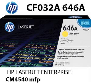 NUOVO HP CF032A 646A Toner Giallo 12500 pagine compatibile stampanti: HP Color LaserJet Enterprise CM4540 f fskm MFP