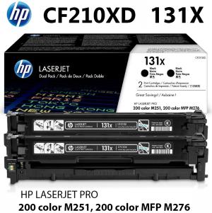 PZ 2 da 2.400 pagine NUOVO HP CF210XD 131X MULTIPACK CONVENIENZA CONTENENTE IN UNICA CONFEZIONE 2 CARTUCCE TONER NERO K CF210X alta qualità  stampanti e multifunzione: HP LaserJet Pro 200 color M251n M251nw M276n M276nw