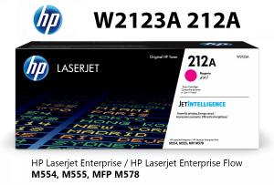 HP W2123A 212A Toner Magenta 4.500 pagine  stampanti: HP Color LaserJet Enterprise M554dn M555dn M555x MFP M578dn MFP M578f Flow MFP M578c