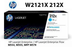 HP  W2121X 212X Toner Ciano 10.000 pagine  stampanti: HP Color LaserJet Enterprise M554dn M555dn M555x MFP M578dn MFP M578f Flow MFP M578c