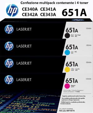651A PZ 4 TONER HP KCMY CE340A CE341A CE342A CE343A K 13500 C Y M copertura 16000 pagine compatibile stampanti: HP LaserJet 700 Color MFP M775 dn f z z+