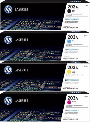 HP 203A SET 4 TONER CF540A CF541A CF542A CF543A  K 1500 pagine C M Y 1400 pagine  stampanti e multifunzione: HP Color LaserJet Pro MFP M280nw M281fdn fdw M254dw  M254nw