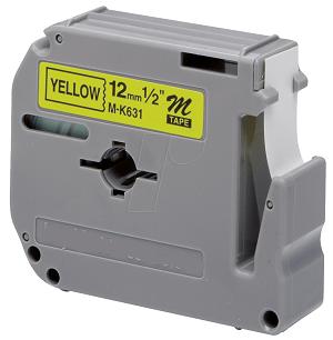 LAMINATO BLACK-YELLOW 12MMX8M BROTHER LABEL#MK-631BZ