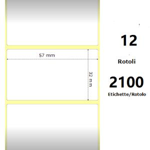 WHITE 57X32MM, 2100ET/ROTOLO Z-2000D 2.25X1.25X1CORE,12ROLLS