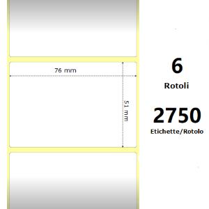 WHITE 76X51MM, 2750 ET/ROTOLO Z-2000D 3X2X3 CORE, 6 ROLLS