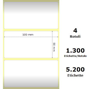 WHITE 100X50MM,1300 ET/ROTOLO Z-2000D,3.9X2X1 CORE, 4 ROLLS